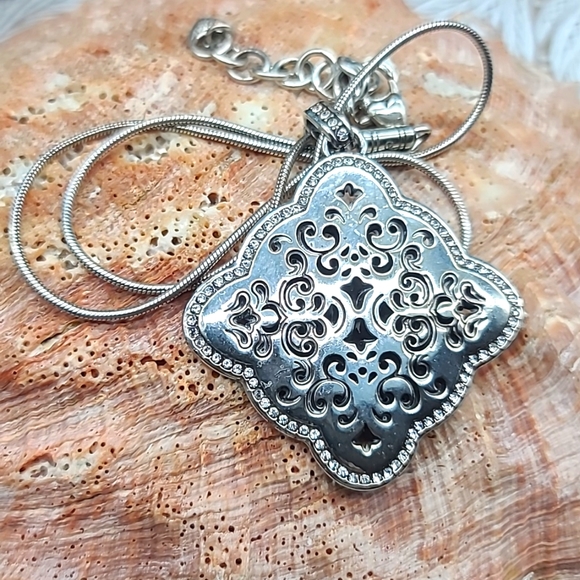 Brighton $78 "FORTUNA" Reversible Pendant w Swarovski Crystal Trim π - Picture 1 of 10